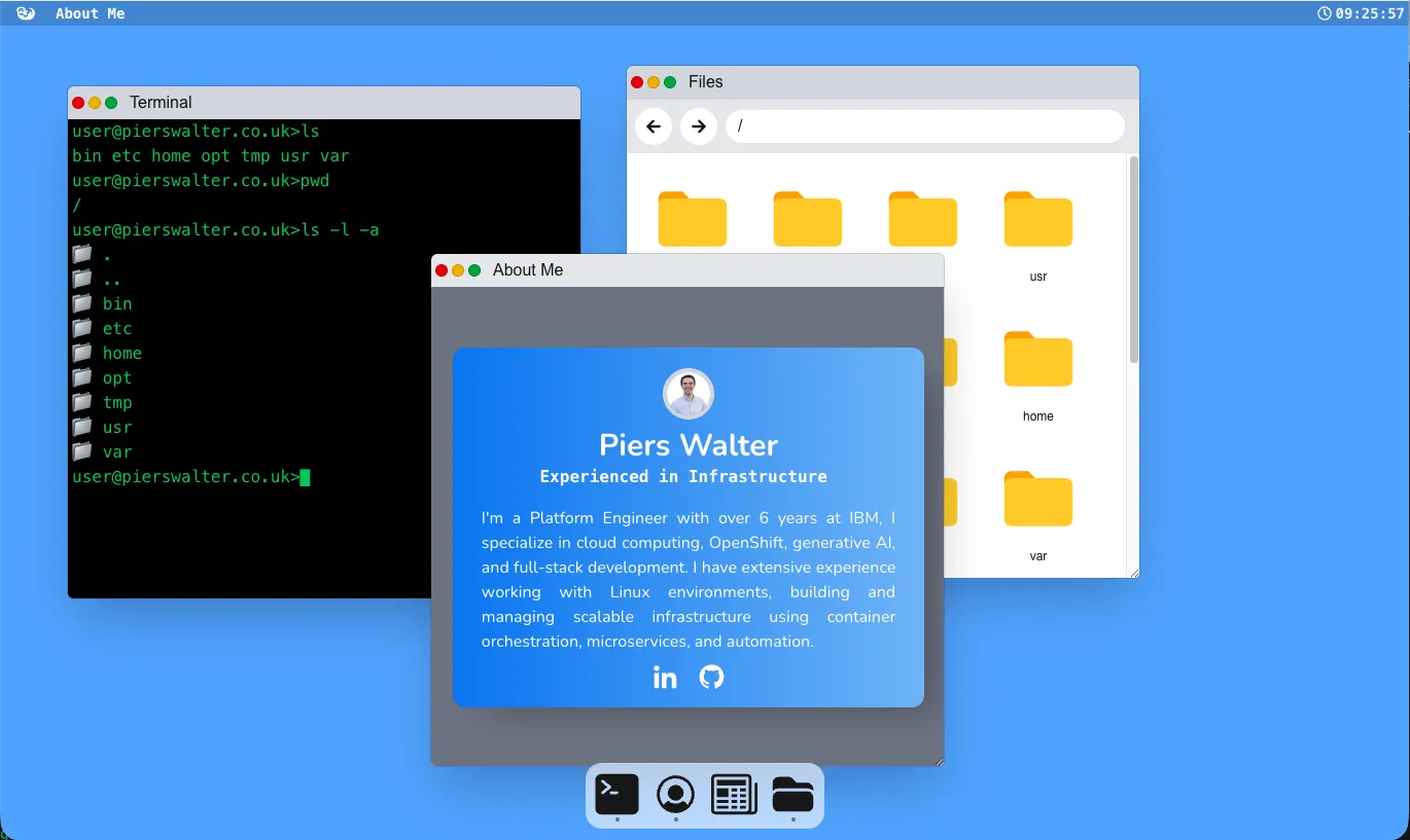 A screenshot of a desktop built in react.js