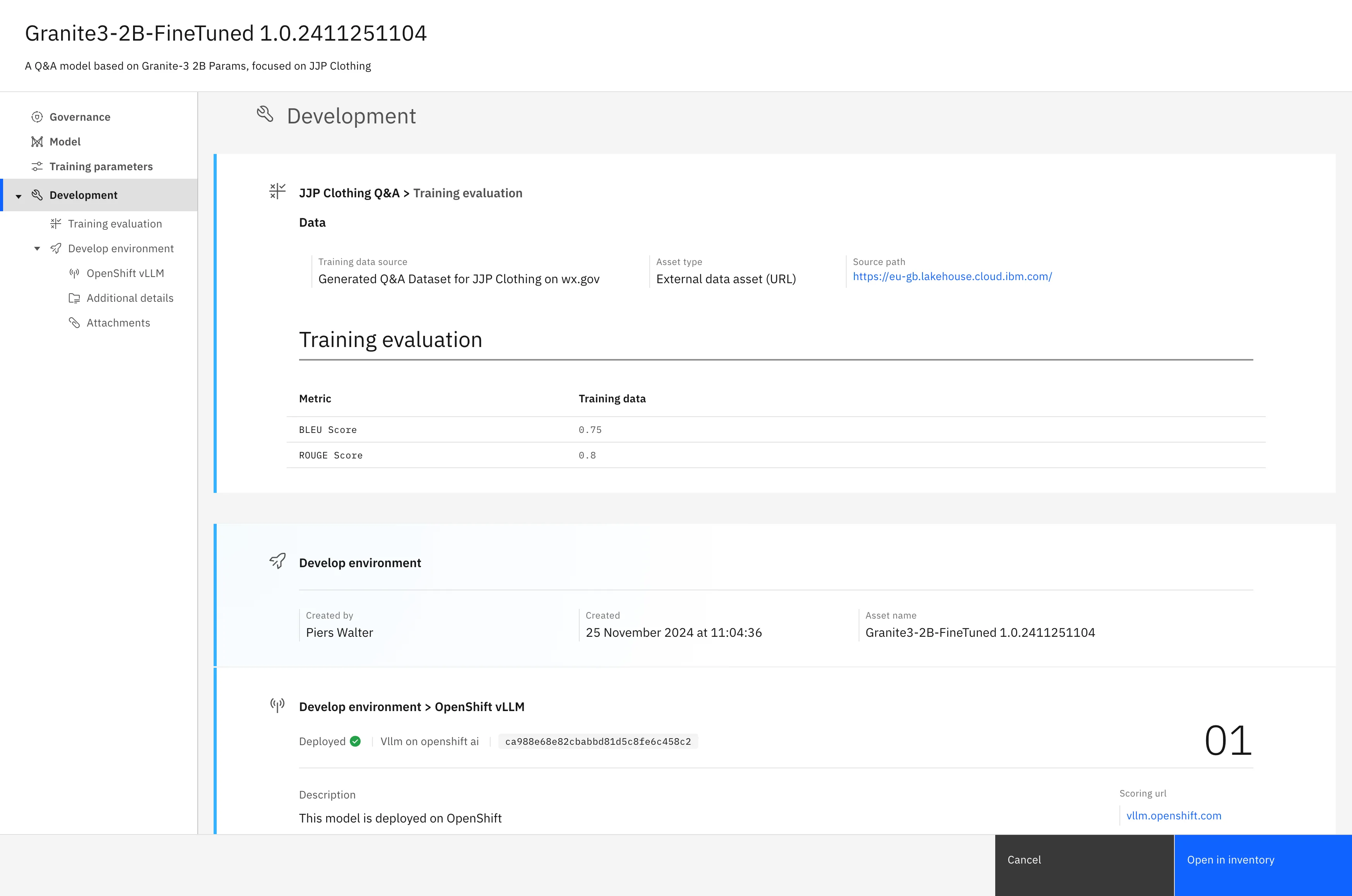 watsonx.governance factsheet